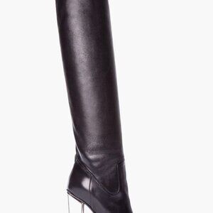 Yves Saint Laurent YSL Tabita Winter Boots Lambskin Black Silver Platform EU 37